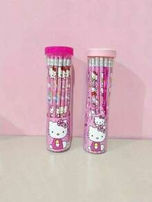 Sanrio 30 pezzi Matite in legno ufficiali e carine di Hello Kitty, set di 30 matite a tema cartone animato in tubo, forniture per l'apprendimento dei bambini, premi per matite creative per studenti delle scuole elementari, spessore 0,5 mm, adatte per scuola e ufficio, possono essere regalate ad amici e bambini, bomboniere per feste