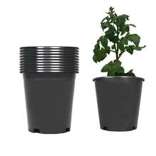 Flower Pot Seedling Pot Gardening Flower Pot With Drainage Holes Can Be Used For Planting, Cuttings, Seedlings, Succulent Cultivation, Seed Germination, Suitable For Patio Lawn Garden Indoor And Outdoor Reusable 2-Gallon 10PCS Black Round - 黑色 - 查看 6