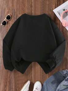 Áo sweatshirt cổ tròn dáng rộng, in hình chân dung phong cách đường phố dành cho nam thiếu niên, màu trơn, thích hợp mặc hàng ngày, đi dự tiệc, đi học, lễ hội âm nhạc, kỳ nghỉ, đi làm và các dịp khác. Có thể dùng làm quà tặng cho gia đình, bạn trai, bạn gái và bạn bè. - màu đen - Xem 4