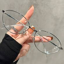 1 Pair Of Korean Style Cat Eye Glasses - Lightweight Metal Frame, Simple Fashion Design, Non-Prescription Women's Fashion Glasses, Suitable For Casual And Formal Outfits, Daily Wear, Elegant Appearance, Durable Material,  Frame, Style Sense Exclusive For Women - 銀色邊框 - 查看 11