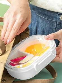 1pc Minimalist Food Storage Container, Portable Fruit Bento Box, Refrigerator Airtight Box, Microwave Lunch Box, Outdoor Lunch Box, Student Lunch Box, School Supplies - White - View 8