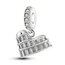 1pc Classic Architectural Series, Heart-Shaped Beads, Cross-Shaped Beads, House, Eiffel Tower, Statue Of Liberty, Roman Colosseum, Arc De Triomphe, Big Ben Pendant Charm Beads For Bracelets DIY Women's Jewelry - Silver - View 21