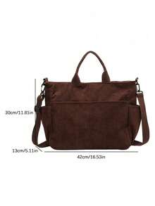 New Fashion Classic College Style Casual Large Capacity Multi-Pocket Shoulder Bag, Especially Warm. Particularly Suitable For Campus, Office, Daily Matching, Dates, Shopping, Outings, Gifts And Other Occasions. - Coffee Brown - View 7