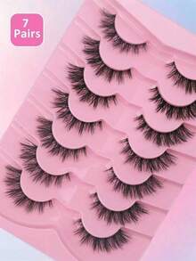 7 paia di ciglie finte naturali, morbide e soffici, a strisce complete, con effetto drammatico e volume, finte ciglie di visone, ciglie a strisce