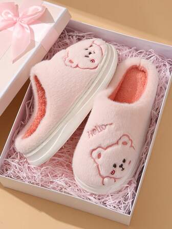 女士毛绒拖鞋秋冬新款室内抓绒拖鞋厚底居家保暖防滑情侣拖鞋毛绒鞋