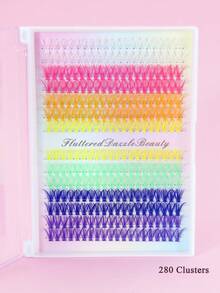 280 piezas DIY 7 colores del arcoíris 12mm pestañas postizas individuales en forma de D | Reutilizables para mezclar y combinar para Halloween, Acción de Gracias, Navidad, Año Nuevo, fiestas, cosplay, maquillaje glamoroso creativo