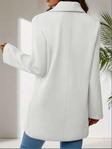 Abrigo elegante de mujer de unicolor con solapa - Blanco - Ver 2