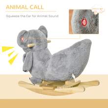 HOMCOM Kids Toddler Rocking Horse Plush Ride On Koala Rocker Wooden Base Seat Ty Belt W/ Gloved Doll Toy For 18-36 Months Grey - Grey - View 4