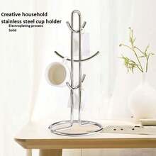 NetHong Stable Cup Holder Mug Draining Rack Water Cup Haging Shelf Household Kitchen Coffee Counter Bar Organizer - Silver - View 5