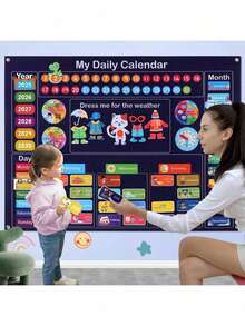 Mój codzienny kalendarz Zestaw tablic do nauki historii Tablica filcowa 3,3 stopy dla małych dzieci Prezenty dla dzieci Kalendarz przedszkolny do klasy Czas w kręgu Centrum nauki Dni tygodnia dla małych dzieci Kalendarz edukacyjny