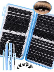 648/666/720pcs D-Curl Fluffy False Eyelashes Set, Includes Beginner-Friendly Eyelash Tutorial, Thick & Voluminous DIY Segmented False Lashes, With Glue, Sealant, Tweezers, Lash Brush, Magnifies Eyes, Lightweight & Reusable, Large Capacity Individual Lashes Set, Soft & Natural Mixed Lashes, Create 3D Dimensional Eye Makeup, For Home DIY, Travel, Daily Commute, Evening Party, Wedding Bride Makeup, Etc. - Multicolor - View 7