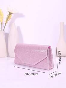 女士优雅时尚迷你简约斜挎手拿包，粉色 - 粉色 - 查看 3