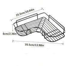 1/2 piezas Estante de baño de esquina de hierro con ganchos adhesivos, estante de almacenamiento triangular para artículos de tocador de baño, accesorios de estante de esquina para baño, sin necesidad de perforar, negro