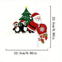 1 Peça Decoração de Canto de Porta de Natal - Decoração de Parede de Papai Noel e Pinguim de Madeira. Decoração de Moldura de Porta Sazonal, Presente de Natal Perfeito, Ideal para Decoração de Canto de Porta de Casa de Natal, Decoração de Festa de Feriado.