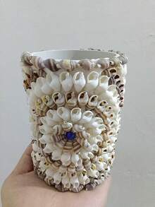 صندوق تخزين زخرفي، حامل أقلام، منظم مستحضرات التجميل، ديكور غرفة، هدية عملية وإبداعية للنساء والفتيات في عيد الميلاد، من صنع الأصداف الطبيعية