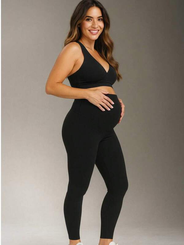 Calça legging gestante roupa maternidade sustentação barriga cós alto calça para grávida mãe