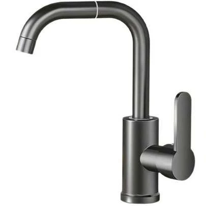 720° 旋转厨房浴室水龙头 - 拉丝镍无铅单孔水龙头，高弧度设计，适用于房车/浴室，陶瓷阀门，节水量 1.8GPM，易于 DIY 安装