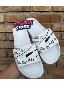 Flip Flop Sandal Slide Confort 33 To 44 Unisex Light Soft Summer 2025 Beige/White Designed Resistant - Blanco - Ver 2