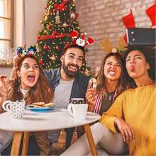 6pcs/12pcs Christmas Headbands And Costume Headwear, Deer Ears, Xmas Santa Christmas Accessories Decorations Party Favors, Cute Christmas Head Hat Toppers, Great Fun And Festive For Christmas Party Favors And Holiday Photos Booth - Multicolor - View 3