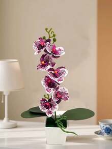 4pcs/1PC Simulation Plant Flowers Fake Hua Hudie Orchid Potted Bonsai, Wedding Shooting Green Props Living Room Decoration Plastic Flower Potted Ornaments, Holiday Decorations, Christmas Decorations.
