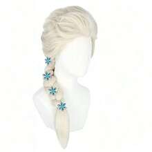 Princess-Inspired Heat-Resistant Snowflake Wig With Braids, Perfect For Halloween, Christmas & Thanksgiving Cosplay Parties Wig