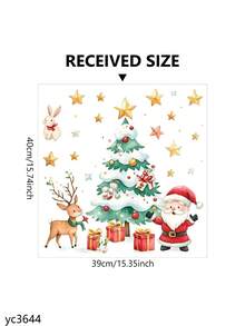 1 Set de decoraciones navideñas para el hogar, pegatinas de pared de dibujos animados de árbol de Navidad y hombre de jengibre, pegatinas decorativas para pared, para dormitorio, sala de estar, sala de juegos, decoración de pared, calcomanía de vinilo para decoraciones navideñas, artículos de decoración navideña para refrescar su hogar - Multicolor - Ver 8