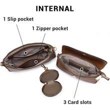 Multi Pochette Crossbody Bags For Women PU Leather Shoulder Handbag 3pcs Set-2025 - 棕色 - 查看 2