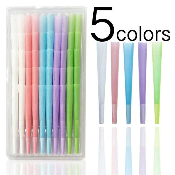 BKFUN 100/50/10 Pcs Colorful Rolling Papers Pre Rolled Cones King Size - 108mm King Size Pre Rolls Paper With Filter Tips Rainbow Cones Filling Funnels,Ultra Thin & Slow Burning Trumpet Tube Rolling Paper, Smoking Accessories, Holiday Gifts