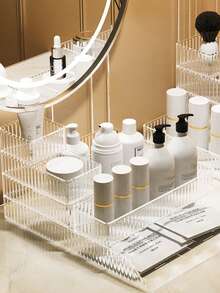 1pc/5pcs Stackable Makeup Storage Boxes, Transparent Desktop Skincare Organizer Drawers, Tabletop Storage Boxes