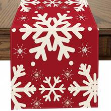 1pc Cute Christmas Snowflake Table Runner, Suitable For Kitchen, Dining Table, Christmas, Thanksgiving, Home Party Decoration