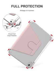 Funda giratoria compatible con iPad de 5.ª/6.ª/7.ª/8.ª/9.ª/10.ª/11.ª generación, Mini 6.ª/7.ª generación, Air 1.ª/2.ª/3.ª/4.ª/5.ª/11 pulgadas (M2)/11 pulgadas (M3)/13 pulgadas (M2)/13 pulgadas (M3) generación, Pro 12.9 pulgadas (3.ª/4.ª/5.ª/6.ª generación) con soporte incorporado para Apple Pencil, rotación de 360 grados, funda protectora de pie, tapa trasera transparente, activación/suspensión automática - Transparente acrílico y rosa