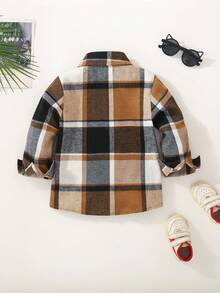 男童格子休闲长袖衬衫