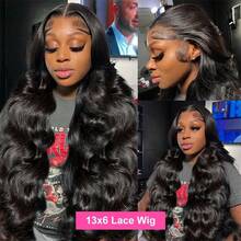 42Inch 250% Density Natural Black Color 13x4 Lace Front Wigs Human Hair Body Wave HD Lace Front Wigs Human Hair Pre Plucked With Baby Hair Natural Color Human Hair Lace Frontal Wigs For Women - Natural Black - Xem 7