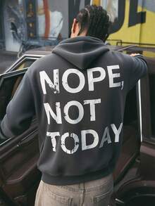 Felpa con cappuccio casual da uomo con tasca stampata, autunno/inverno