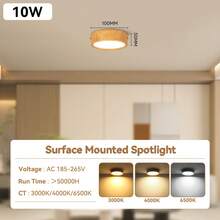 2026 LED Recessed Light, Wooden Ceiling Light, 3-Color Dimmable, Indoor Decorative Flush Mount Downlight, Recessed Lamp, 85-265V, Suitable For Home Ceiling/Living Room/Hallway/Room/Foyer/Kitchen/Bedroom/Wall/Exhibition Hall/Dining Room/Store/Bar/Balcony/Clothing Store/Entrance - Surface Mounted Downlight - View 13