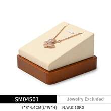 Oirlv Solid Wood Jewelry Tray Bracelet Ring Display Props Sets Jewelry Organizer Holder Necklace Display Stand Jewelry Plate-Beige - Beige - View 19