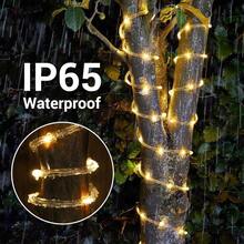 Solar Rope Lights 1 PACK, 33ft 100LED Solar String Lights, 8 Modes Waterproof Solar Powered Outdoor Light, Flexible Clear Tube Light For Garden, Backyard, Patio, Deck, Porch, Pool, Tree Decorative - Warm White - View 5