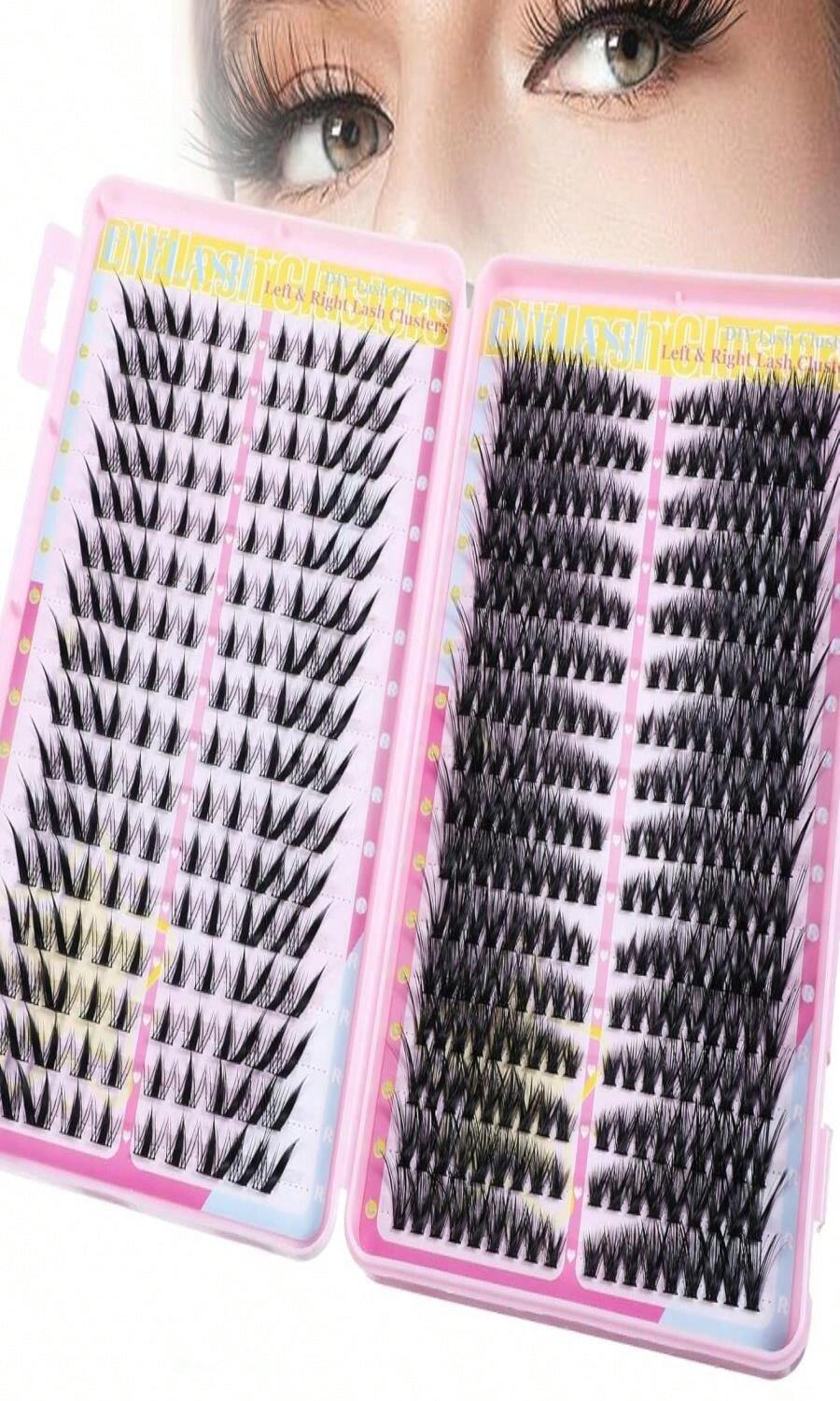 Manga Lash Clusters, 448pcs Russian Lash Clusters Fluffy Bunny Mixed Eyelash Cluster, Natural Look Individual Lashes For DIY At Home Women - trắng - Xem 1