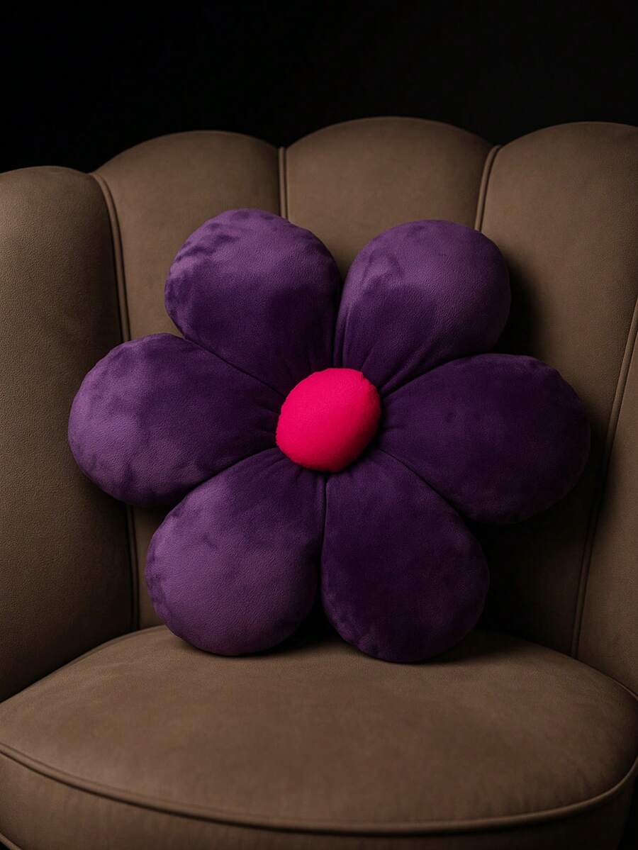 Daisy Plush Flower Cushion Sofa Decoration Living Room Baby Bedroom - 紫色 - 查看 1