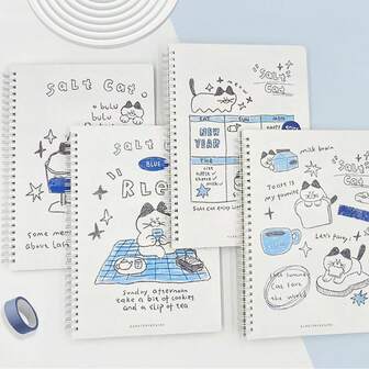 1 件螺旋笔记本，可爱手绘动物主题笔记本，涂鸦图案笔记本，日常文具，非常适合商务会议和大学生活，背包必备品，2025 年计划本，返校，办公室学校用品，朋友礼物，男女礼物，办公室学校用品朋友礼物返校用品