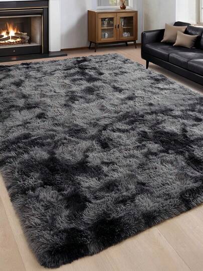 Dywan do salonu i sypialni w kolorze ciemnoszarym, barwiony metodą tie-dye, miękki i wygodny, długi, pluszowy dywan, nowoczesny, minimalistyczny wystrój pokoju w stylu nordyckim, puszysty, przytulny, kremowy dywan z długim włosiem, prezent sezonowy na jesień/zimę, puszysty wystrój na Boże Narodzenie/Halloween/Walentynki, łatwy w pielęgnacji salon, sofa, dywanik nocny