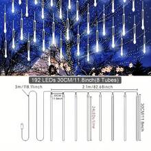 Cadena de luces LED en forma de lluvia de meteoritos alimentada por USB, decoración navideña para exteriores, perfecta para Navidad, Halloween, bodas, fiestas de cumpleaños - Adecuada para patios, jardines, calles, iluminación festiva, decoración de bodas, iluminación decorativa, iluminación eficiente, luces resistentes a la intemperie, luces de múltiples tubos, decoradores del hogar, organizadores de eventos