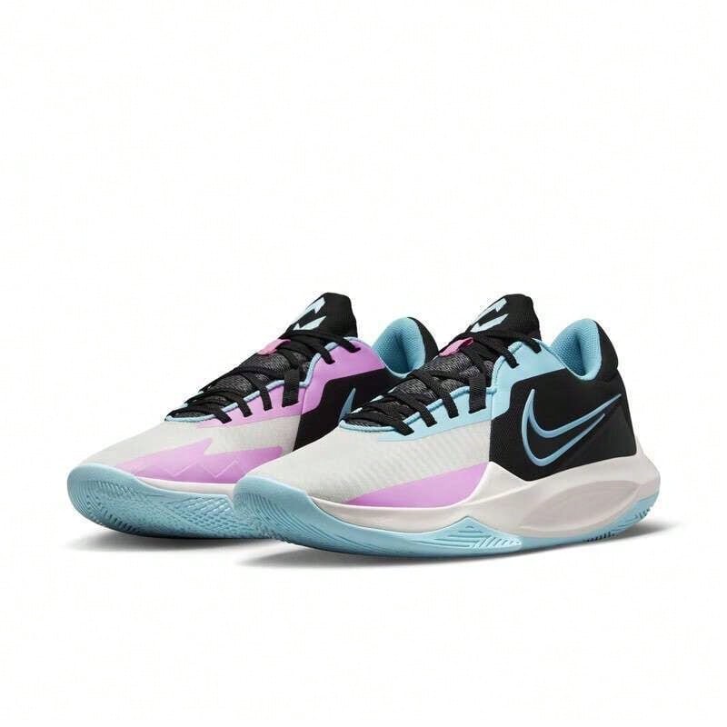 Nike Full-Wrap Cushioned Support Daily Training Men's Basketball Shoes, New Wear-Resistant Grip High-Performance Basketball Sneakers, Fashionable Multicolor Mixed Design Versatile Mid-Top Basketball Shoes, Court Weapon DD9535-102 - White, Blue and Black - View 1
