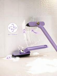 360 ° Rotating Multifunctional Crevice Brush - Long Handle Bathroom Cleaner With Ergonomic Grip, Suitable For Narrow Spaces, Shower Walls, And Hard To Reach Areas - Durable Commercial Household Cleaning Tool
