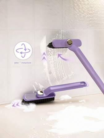 360 ° Rotating Multifunctional Crevice Brush - Long Handle Bathroom Cleaner With Ergonomic Grip, Suitable For Narrow Spaces, Shower Walls, And Hard To Reach Areas - Durable Commercial Household Cleaning Tool