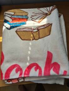 1 peça de manta de pelúcia personalizada com estampa criativa de livro, macia e quente, com impressão digital, ideal para sofás, camas, viagens, camping, salas de estar e escritórios. Lavável à máquina, estilo moderno, multiuso para todas as estações.