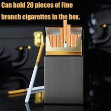 1PC Multi-Functional Cigarette Box - Durable And Portable Cigarette Box That Can Hold 20 Cigarettes - Two-In-One Multi-Functional Cigarette Box Suitable For Both Men And Women - 黑色 - 查看 3