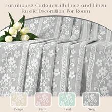 Linen Kitchen Curtains 36 Inch Length, Double Layered Window Curtain 2 Panel Sets Rod Pocket Short Curtains For Kitchen, Farmhouse Window Treatment Tiers For Bathroom, Cafe, Grey - Grey26Wx36LPackof2 - View 8