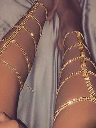 Summer Beach Sexy Multi Drainage Rhinestone Body Chain Leg Chain Personalized Leg Chain European And American Women's Body Chain