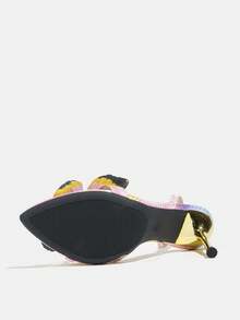 女士时尚高端优雅高跟尖头凉鞋，夏日氛围，3D 蝴蝶纹理舒适材质，高跟，女士凉鞋，性感裸带，适合户外聚会、派对、T 台，优雅简约迷人独特浅粉色高跟凉鞋 - 淺粉色 - 查看 10